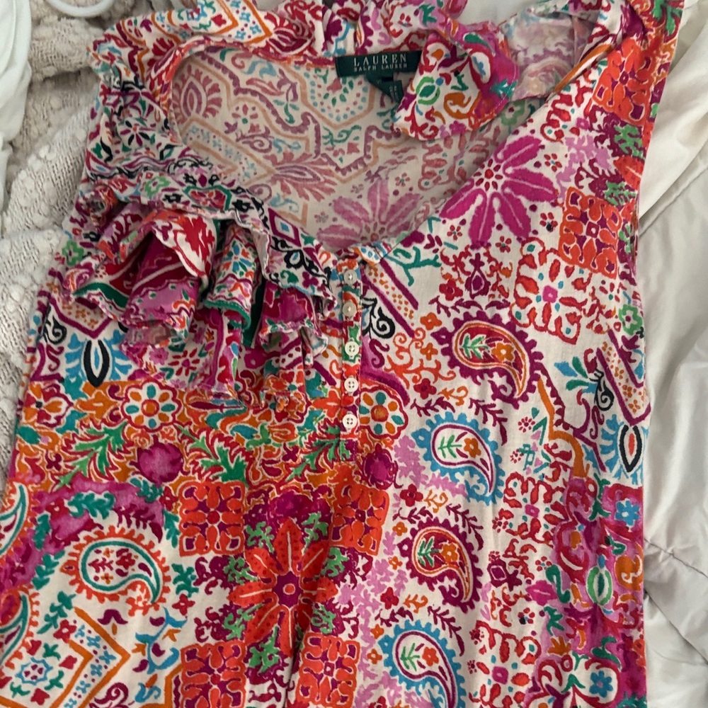Lauren Ralph Lauren Pink and Orange Paisley Dress